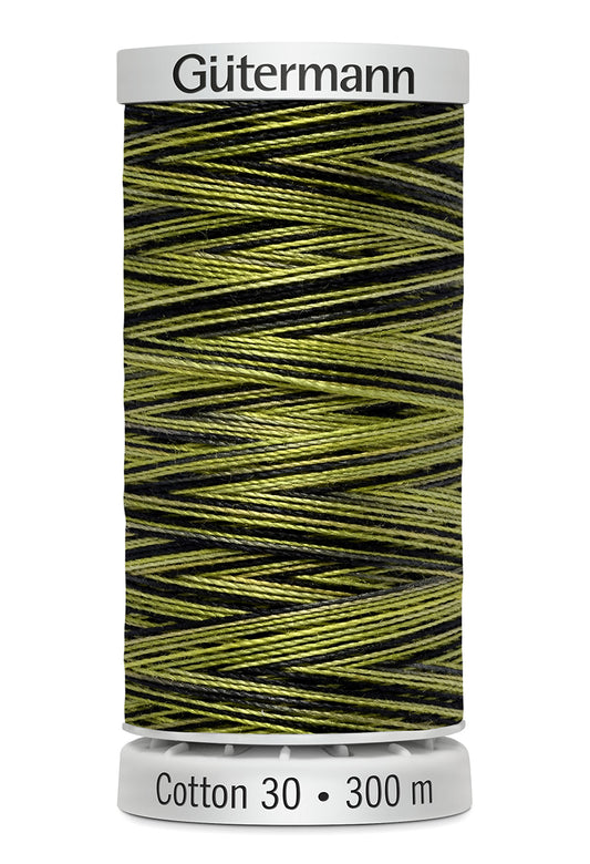 Gütermann SULKY Cotton 30, 300 m, farve 4089 – Limegrøn/sort multicolor