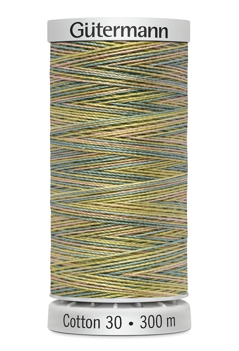 Gütermann SULKY Cotton 30, 300 m, farve 4101 – Grøn/gul/beige multicolor