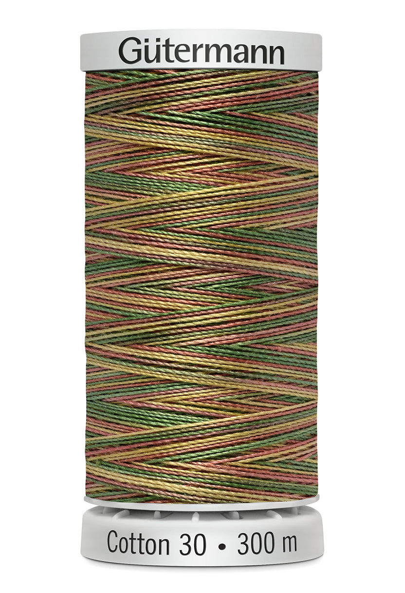 Gütermann SULKY Cotton 30, 300 m, farve 4107 – Grøn/orange/brun multicolor