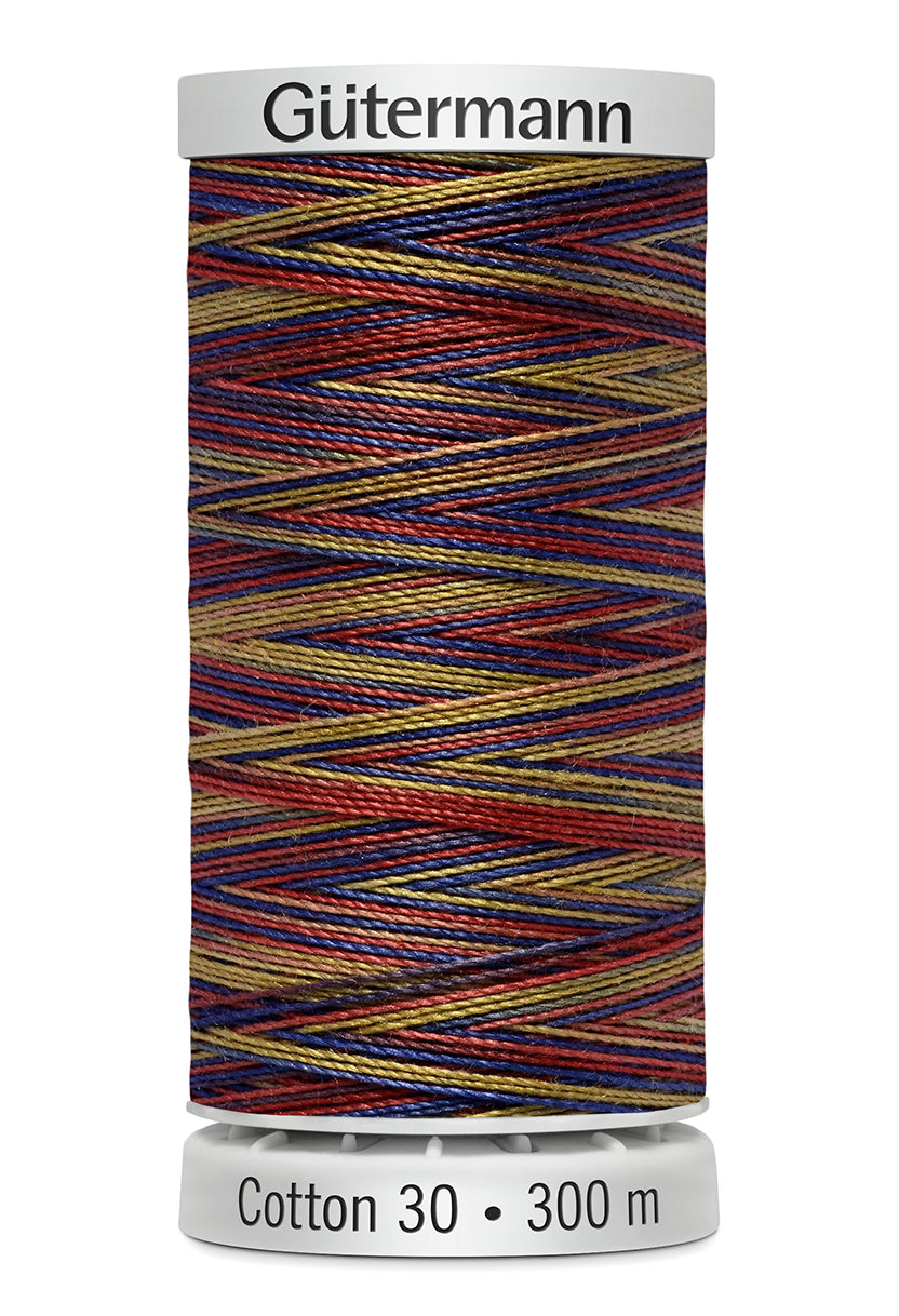 Gütermann SULKY Cotton 30, 300 m, farve 4108 – Bordeaux/guld/lilla multicolor