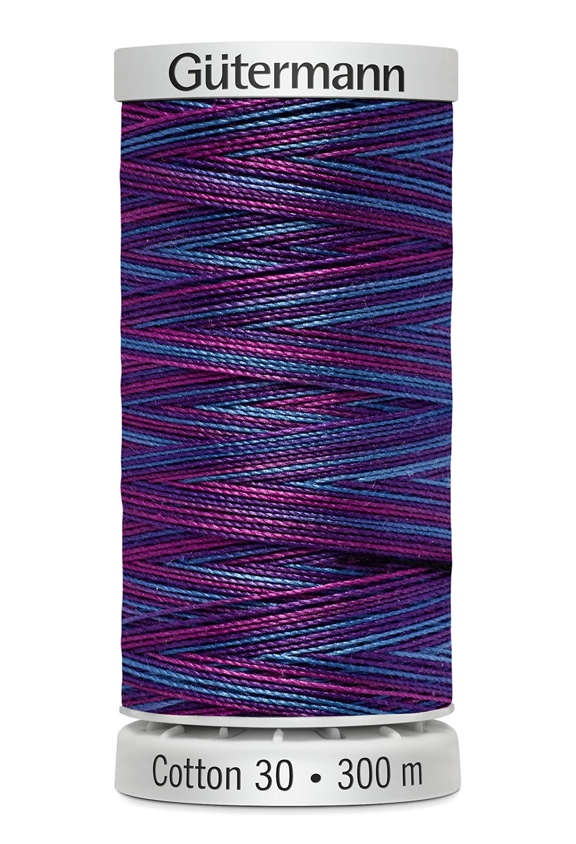 Gütermann SULKY Cotton 30, 300 m, farve 4111 – Mørkeblå/pink multicolor