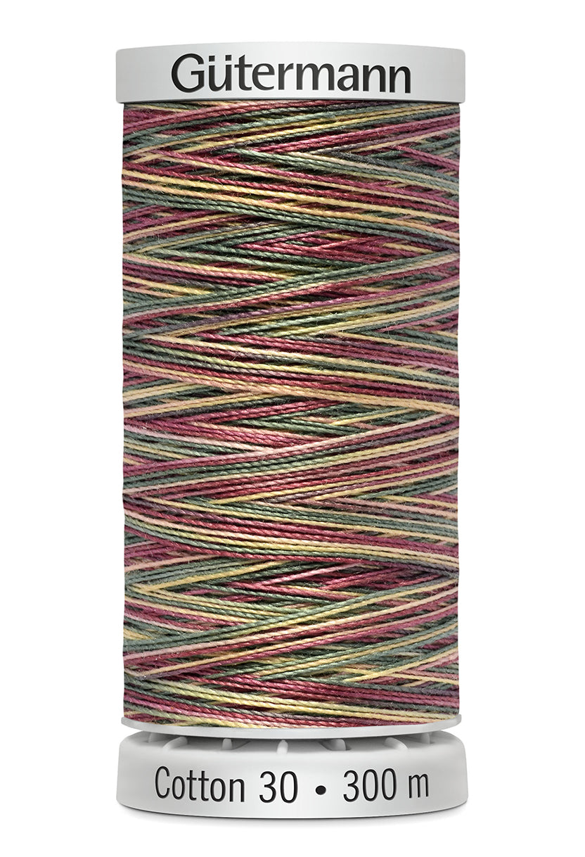 Gütermann SULKY Cotton 30, 300 m, farve 4112 – Rød/grøn/beige multicolor