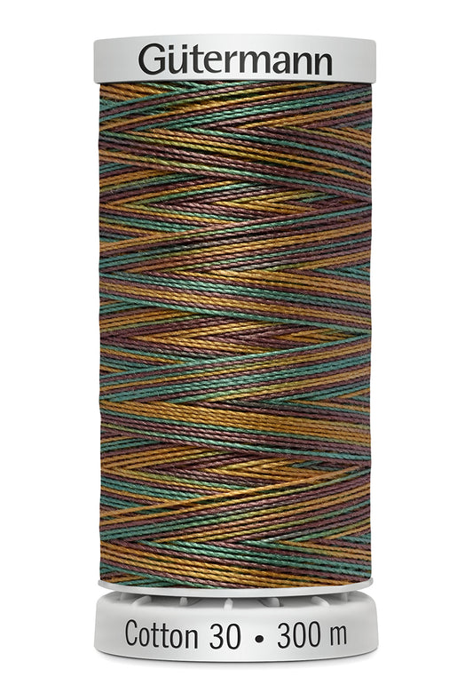 Gütermann SULKY Cotton 30, 300 m, farve 4114 – Brun/blå/orange multicolor