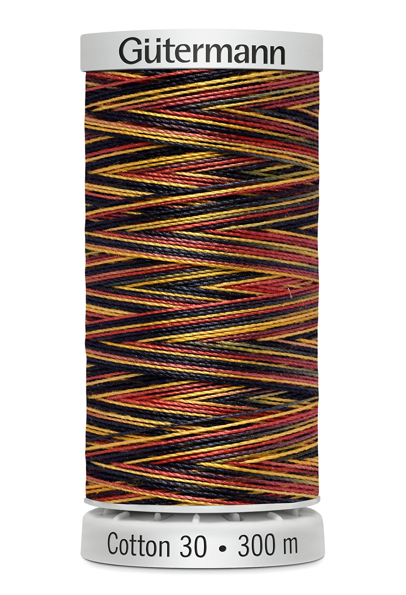 Gütermann SULKY Cotton 30, 300 m, farve 4117 – Sort/orange/gul multicolor