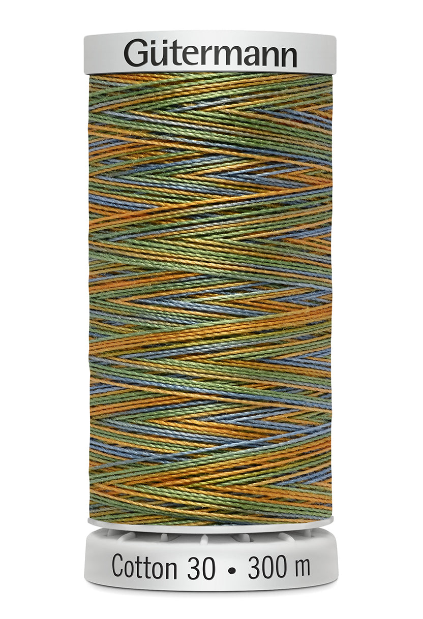Gütermann SULKY Cotton 30, 300 m, farve 4118 – Turkis/orange/gul multicolor