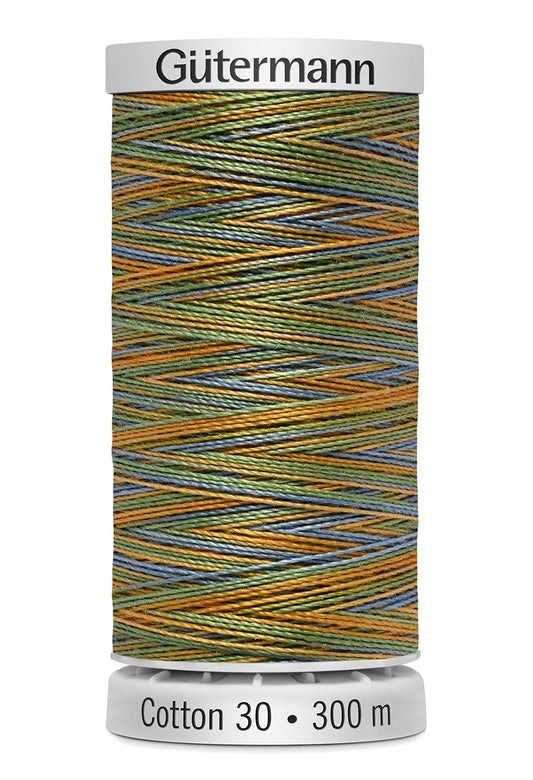 Gütermann SULKY Cotton 30, 300 m, farve 4118 – Turkis/orange/gul multicolor