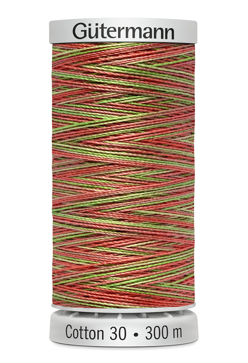 Gütermann SULKY Cotton 30, 300 m, farve 4122 – Orange/grøn multicolor