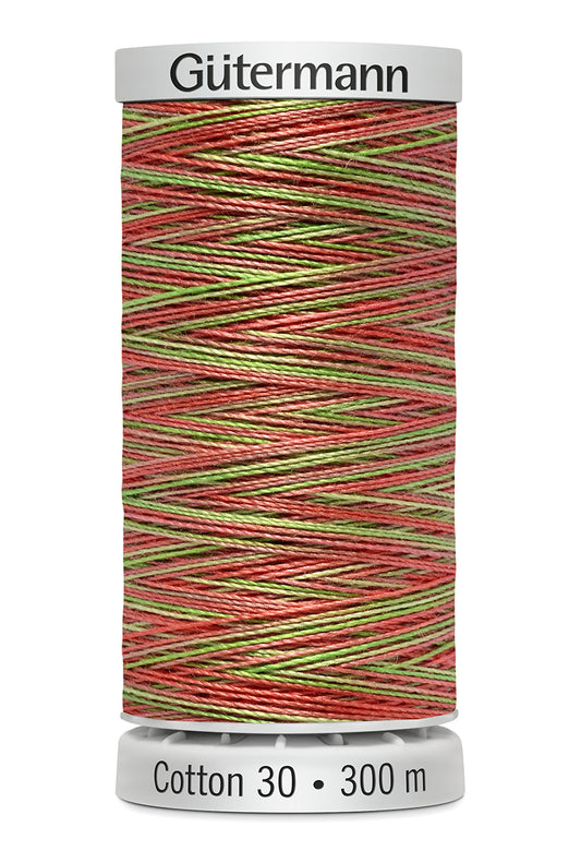 Gütermann SULKY Cotton 30, 300 m, farve 4122 – Orange/grøn multicolor