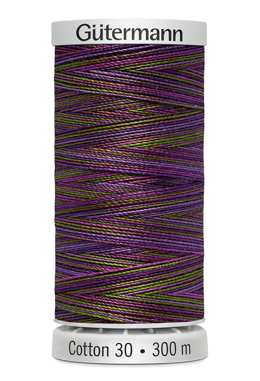 Gütermann SULKY Cotton 30, 300 m, farve 4123 – Lilla/oliven multicolor