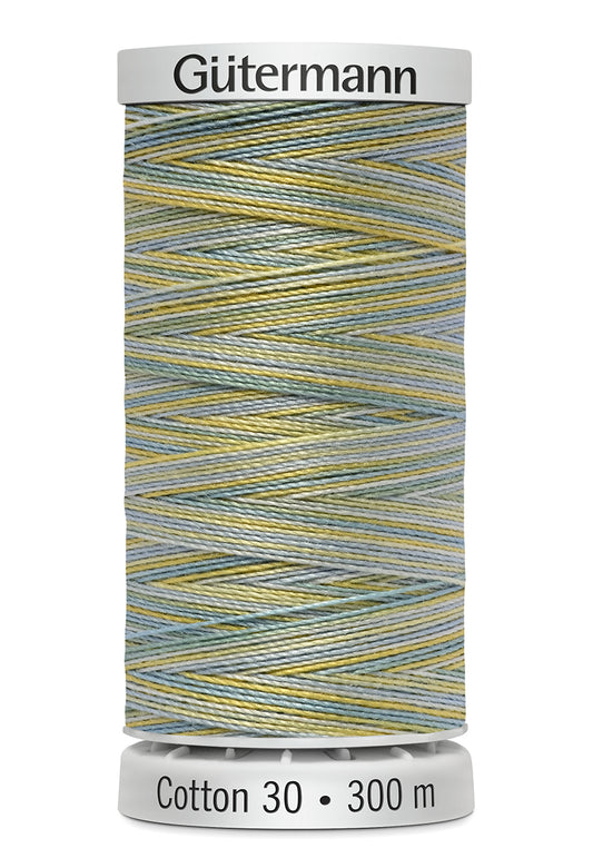 Gütermann SULKY Cotton 30, 300 m, farve 4125 – Grå/gul multicolor