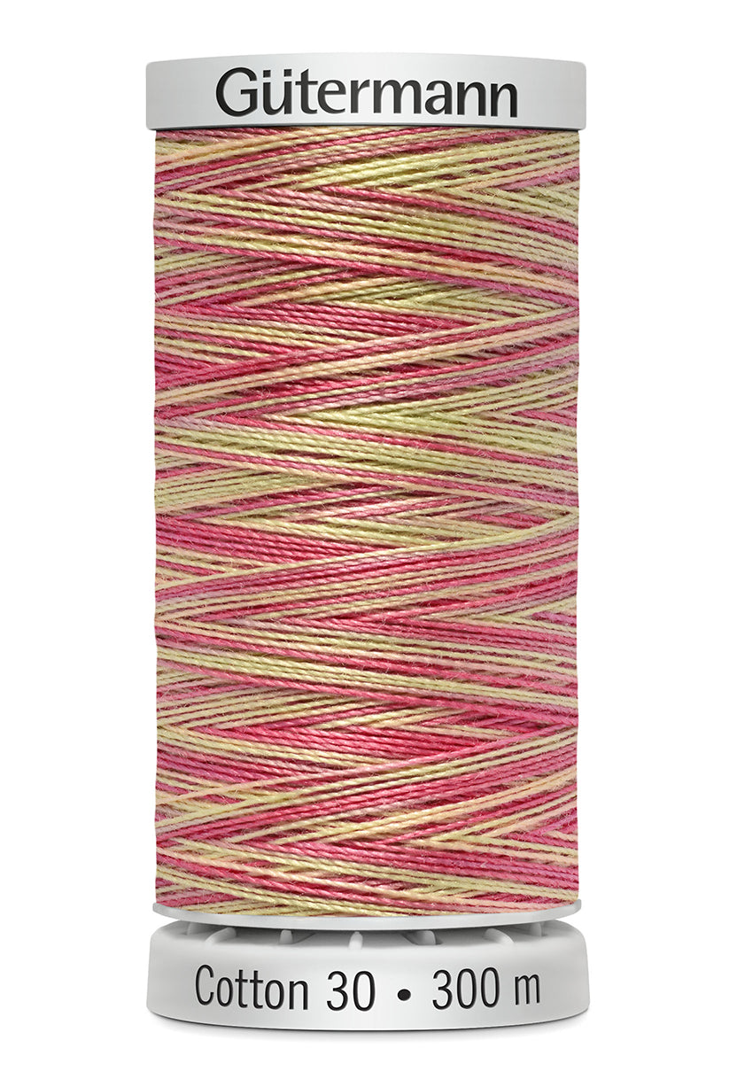 Gütermann SULKY Cotton 30, 300 m, farve 4127 – Rosa/gul multicolor