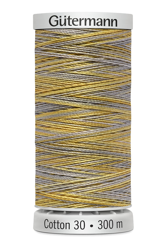 Gütermann SULKY Cotton 30, 300 m, farve 4129 – Grå/guld multicolor
