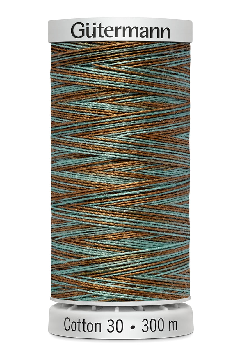 Gütermann SULKY Cotton 30, 300 m, farve 4131 – Turkis/brun multicolor