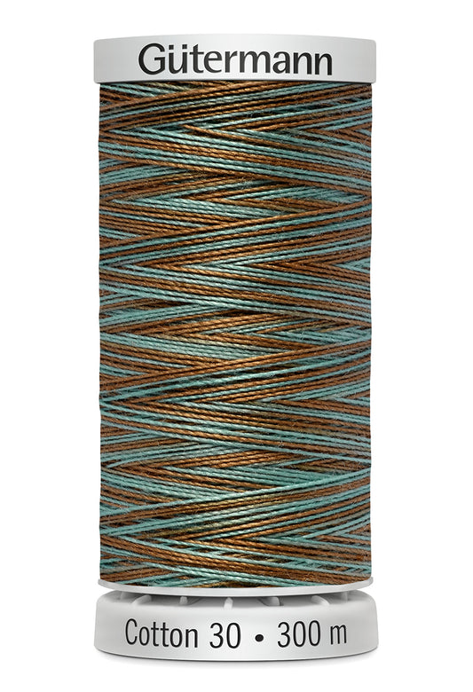 Gütermann SULKY Cotton 30, 300 m, farve 4131 – Turkis/brun multicolor