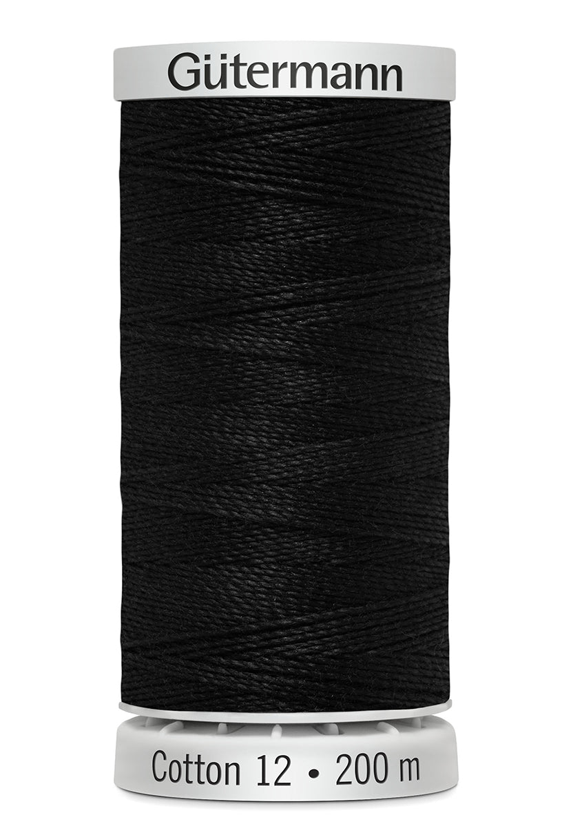 Gütermann SULKY Cotton 12, 200 m, farve 1005 – Sort