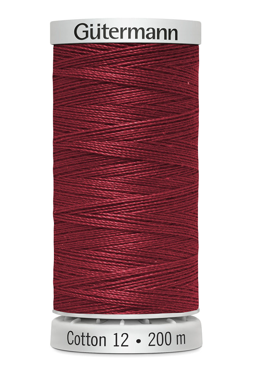 Gütermann SULKY Cotton 12, 200 m, farve 1035 – Mørk rød