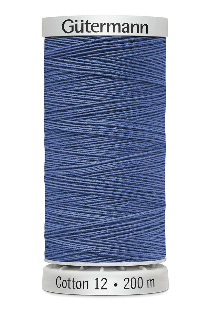 Gütermann SULKY Cotton 12, 200 m, farve 1198 – Blå
