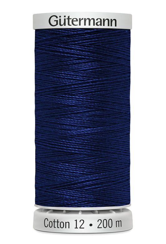 Gütermann SULKY Cotton 12, 200 m, farve 1199 – Mørkeblå