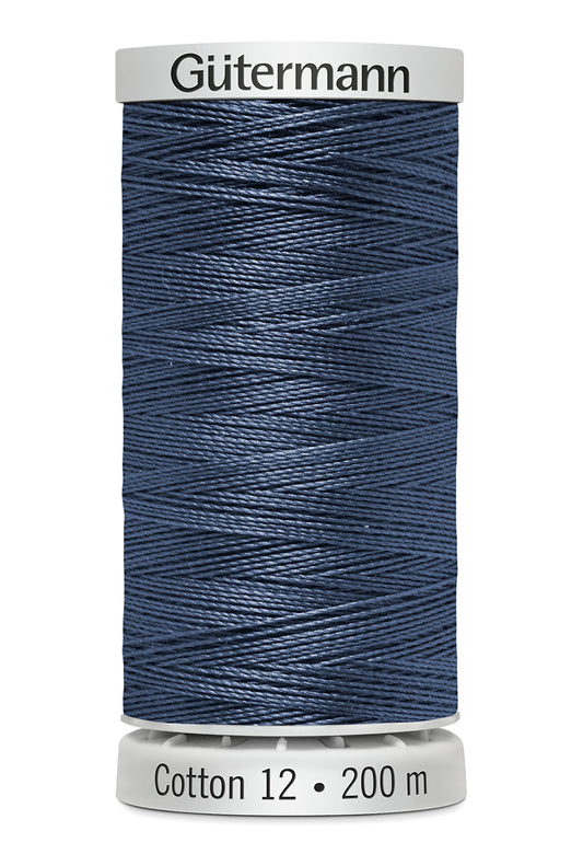Gütermann SULKY Cotton 12, 200 m, farve 1283 – Denimblå