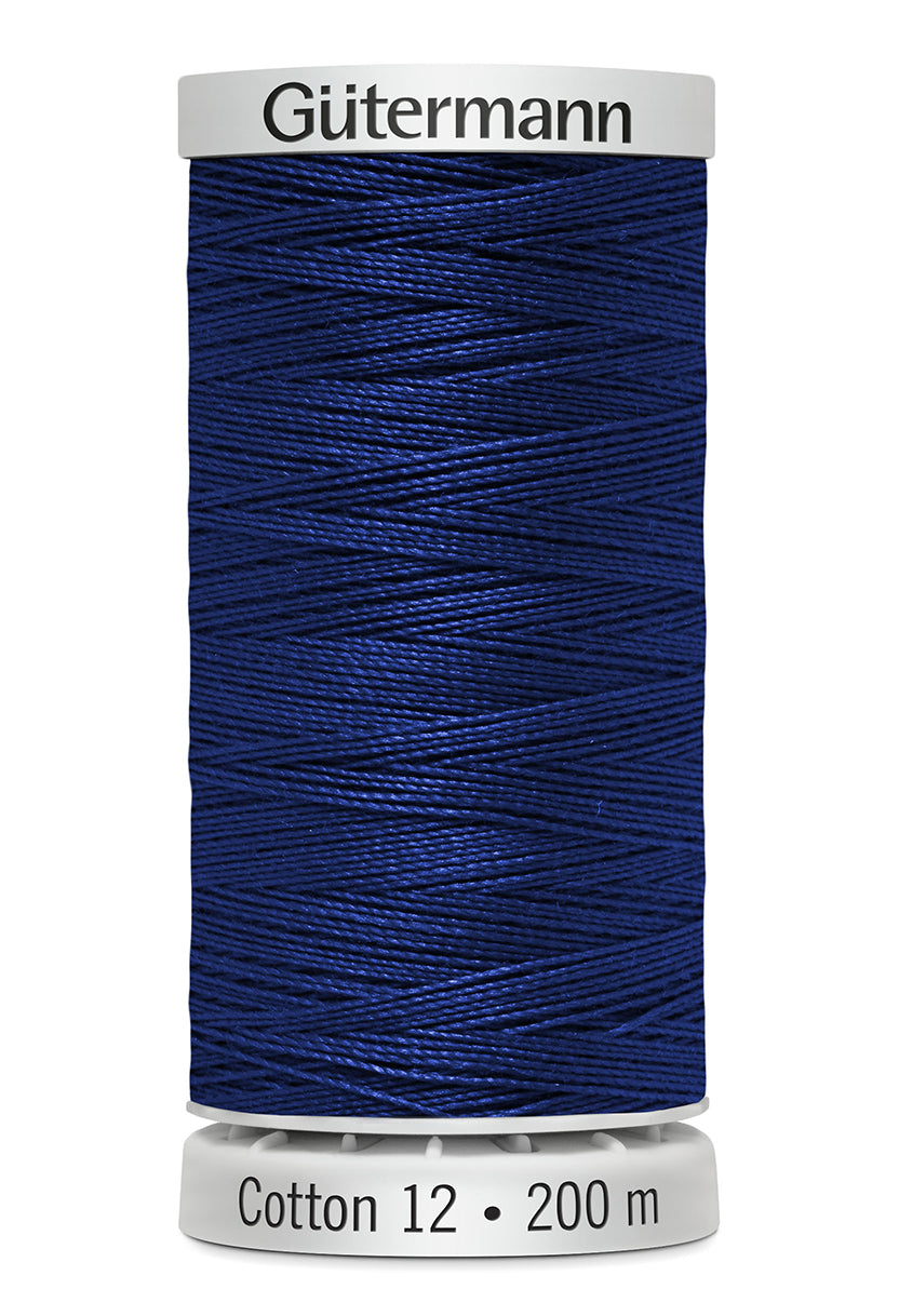 Gütermann SULKY Cotton 12, 200 m, farve 1293 – Mørkeblå