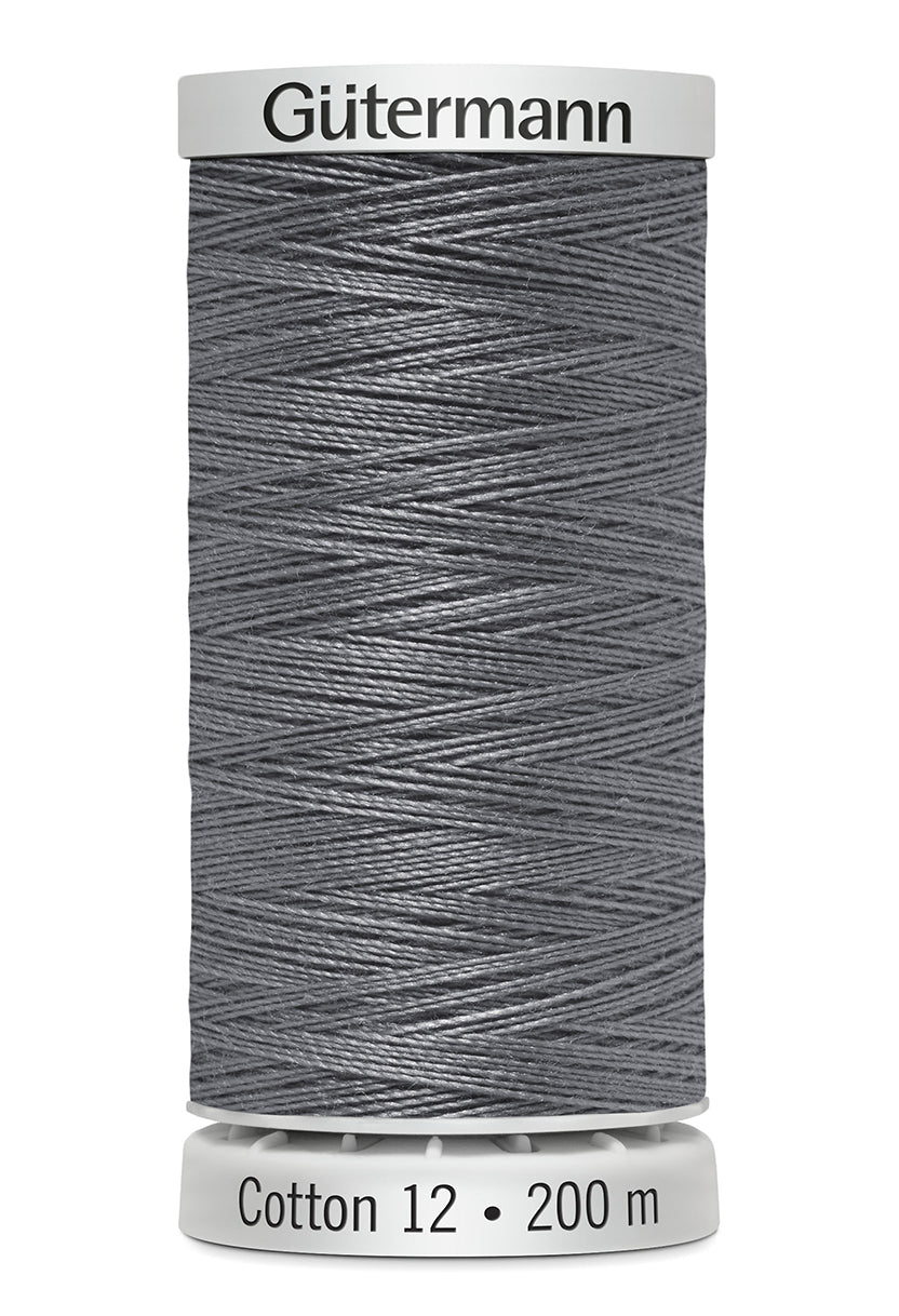Gütermann SULKY Cotton 12, 200 m, farve 1295 – Mellemgrå
