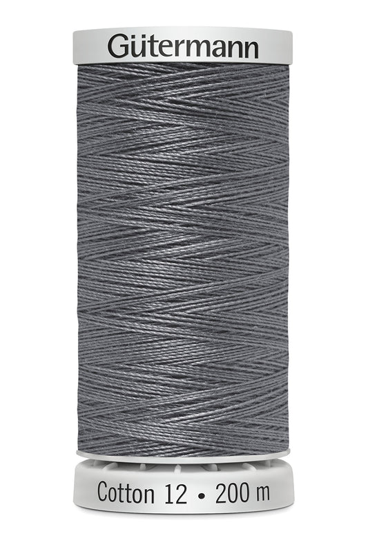 Gütermann SULKY Cotton 12, 200 m, farve 1295 – Mellemgrå