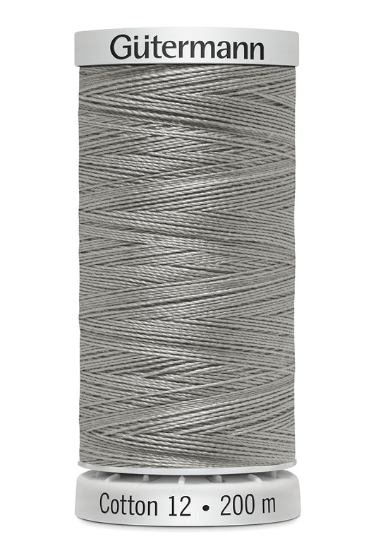 Gütermann SULKY Cotton 12, 200 m, farve 1328 – Lysegrå