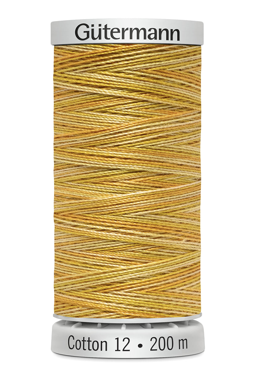 Gütermann SULKY Cotton 12, 200 m, farve 4002 – Gyldengul multicolor