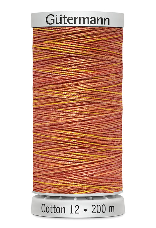 Gütermann SULKY Cotton 12, 200 m, farve 4003 – Orange/rød multicolor