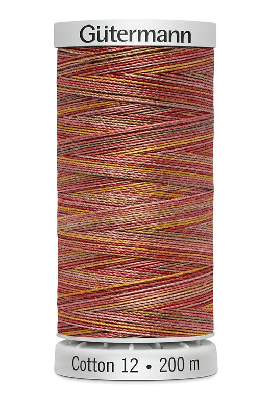 Gütermann SULKY Cotton 12, 200 m, farve 4006 – Rust/rosa multicolor