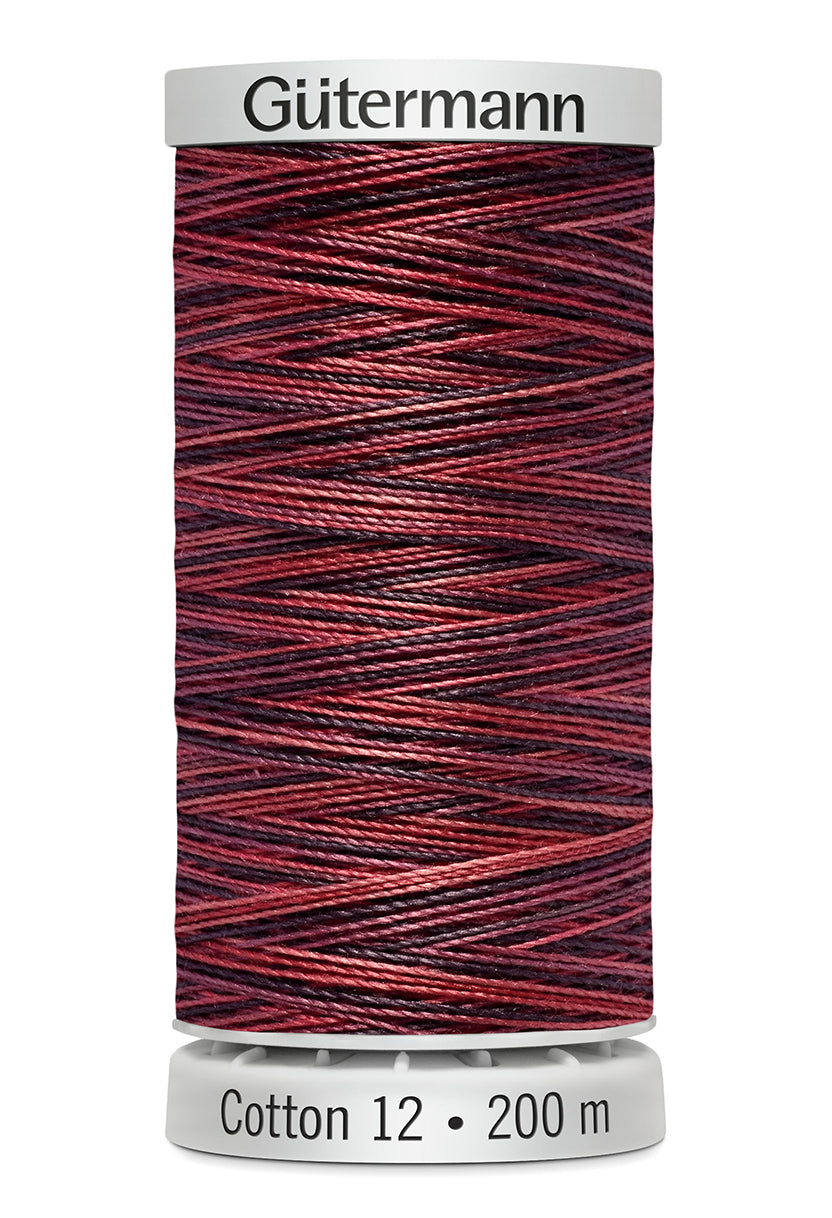 Gütermann SULKY Cotton 12, 200 m, farve 4007 – Bordeaux/sort multicolor
