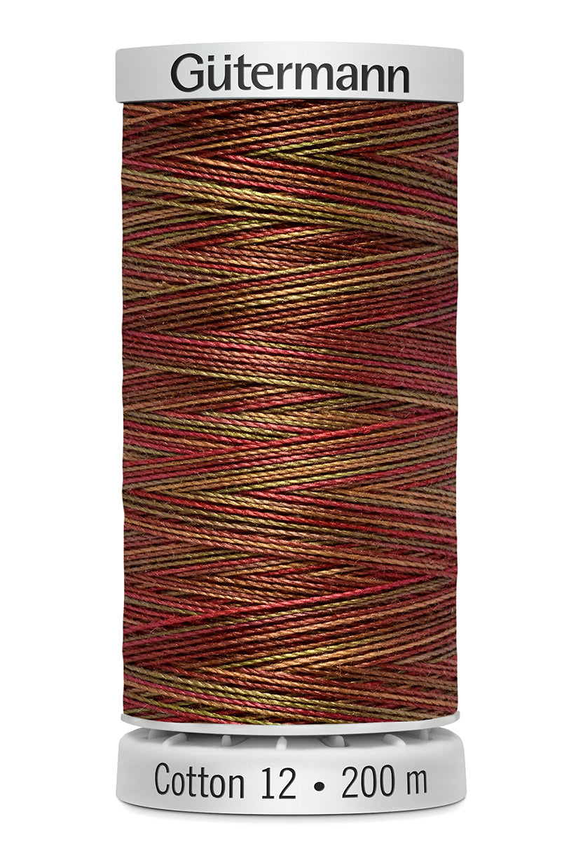 Gütermann SULKY Cotton 12, 200 m, farve 4010 – Brun/rød multicolor