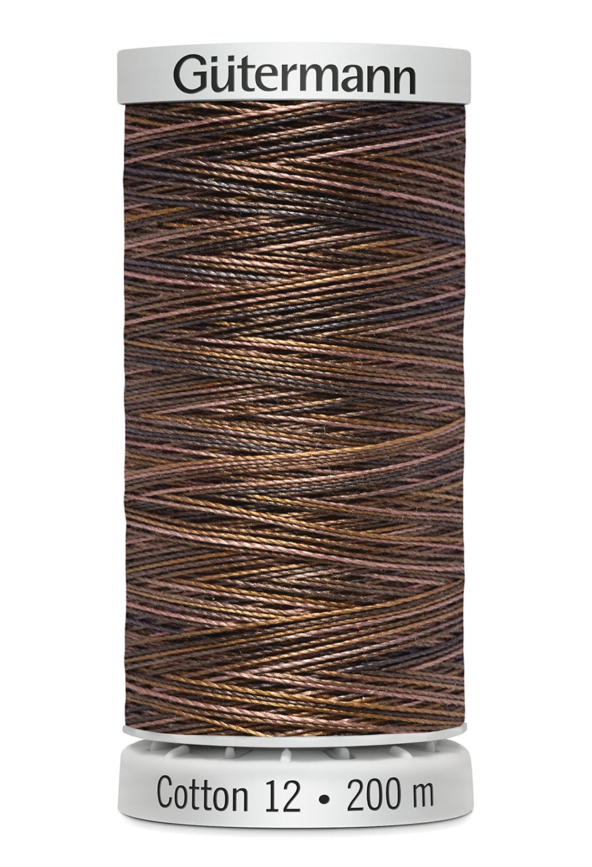 Gütermann SULKY Cotton 12, 200 m, farve 4011 – Brun/rosa multicolor