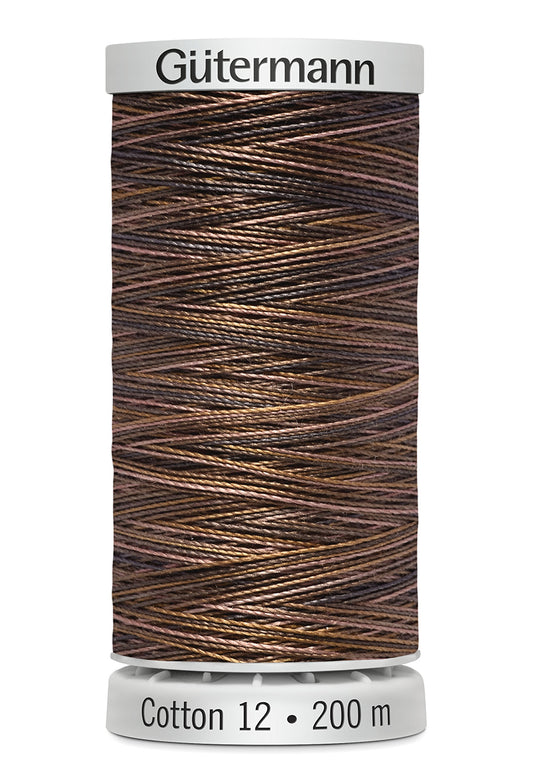 Gütermann SULKY Cotton 12, 200 m, farve 4011 – Brun/rosa multicolor