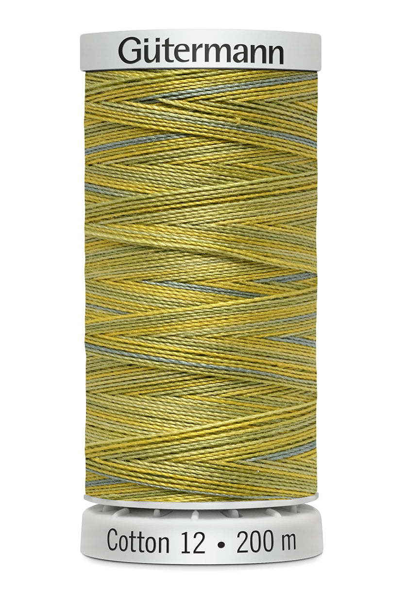 Gütermann SULKY Cotton 12, 200 m, farve 4017 – Gul/oliven multicolor