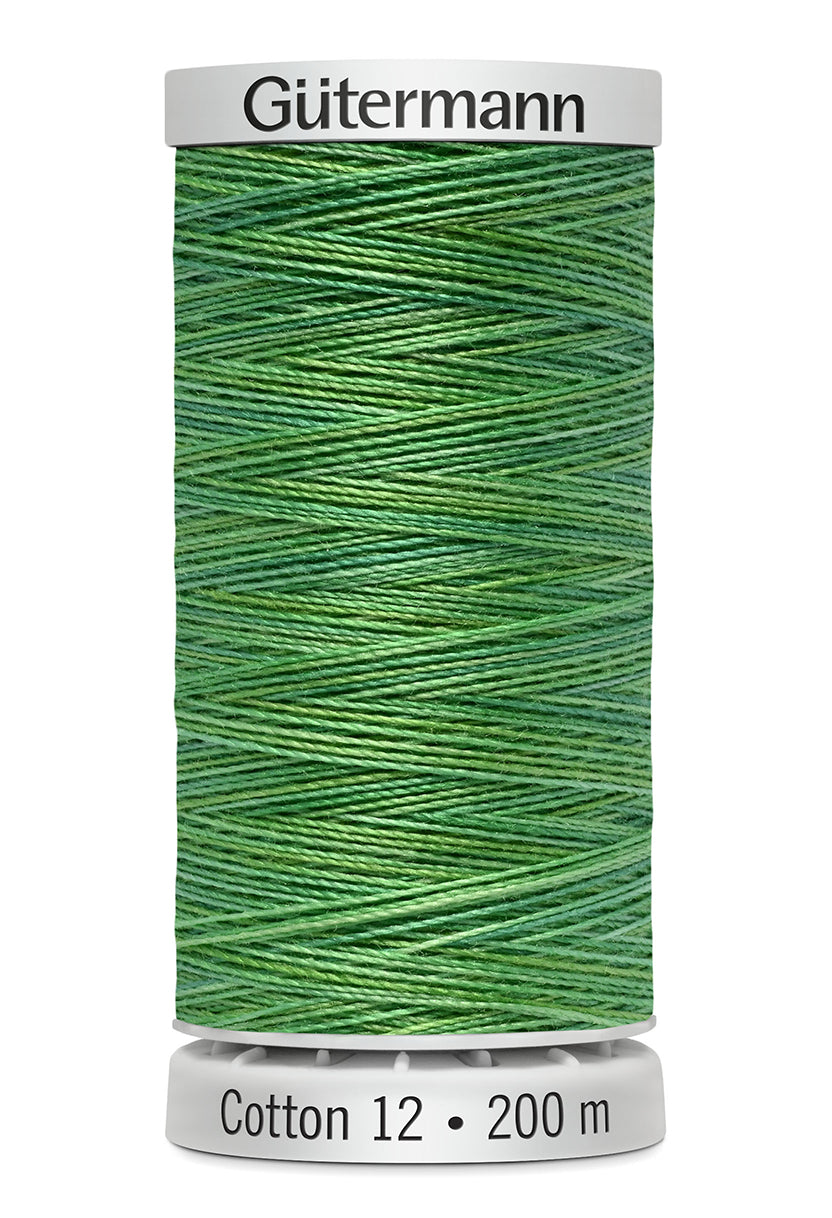 Gütermann SULKY Cotton 12, 200 m, farve 4018 – Grøn multicolor