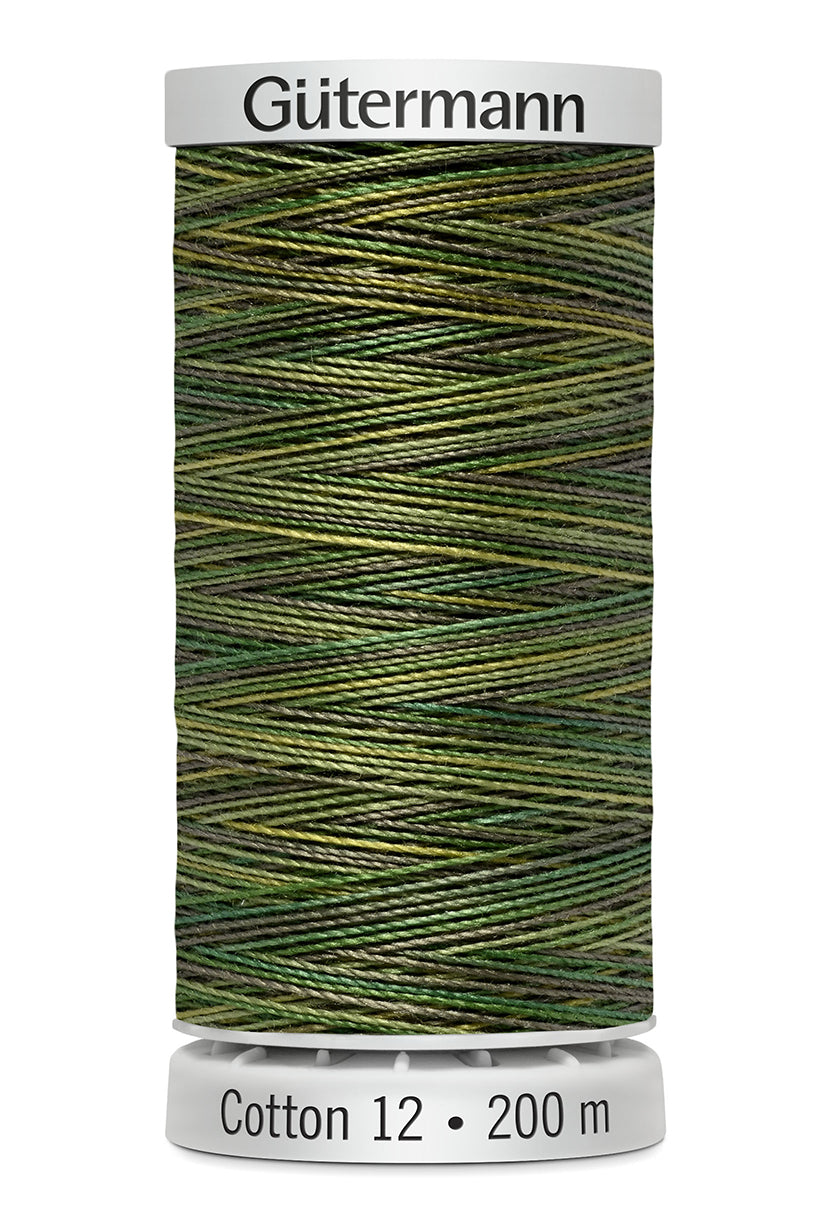 Gütermann SULKY Cotton 12, 200 m, farve 4019 – Skovgrøn multicolor