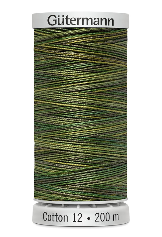 Gütermann SULKY Cotton 12, 200 m, farve 4019 – Skovgrøn multicolor