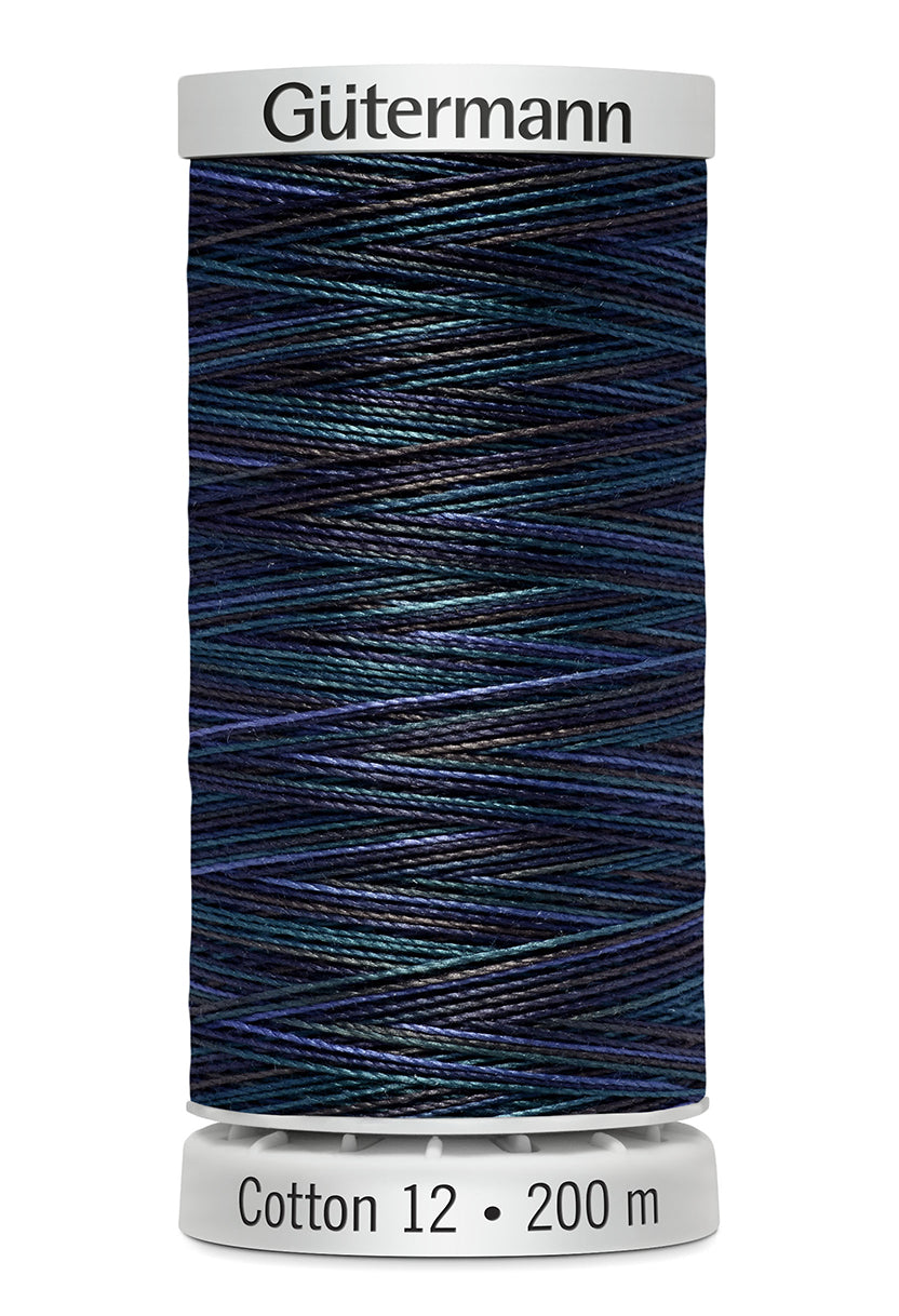 Gütermann SULKY Cotton 12, 200 m, farve 4022 – Marineblå multicolor