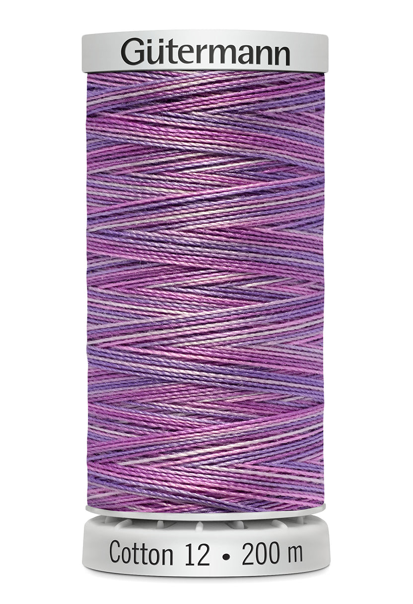 Gütermann SULKY Cotton 12, 200 m, farve 4025 – Rosa/lilla multicolor