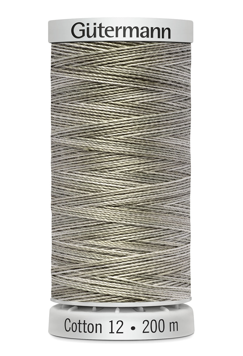 Gütermann SULKY Cotton 12, 200 m, farve 4027 – Grå/beige multicolor