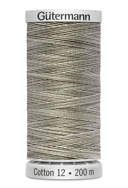 Gütermann SULKY Cotton 12, 200 m, farve 4027 – Grå/beige multicolor