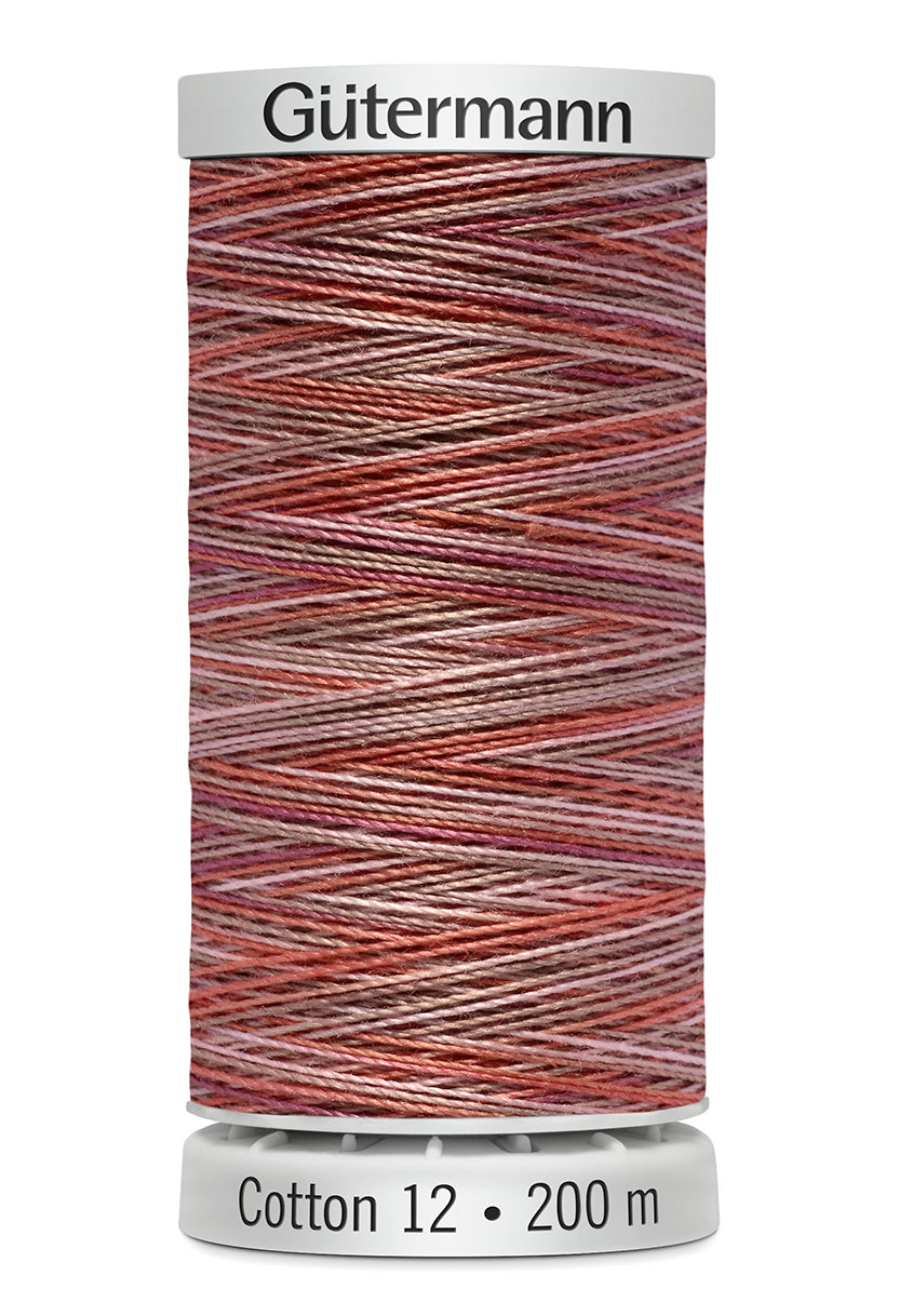 Gütermann SULKY Cotton 12, 200 m, farve 4029 – Rød/beige multicolor
