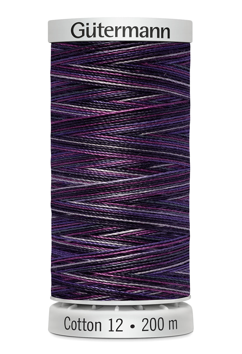 Gütermann SULKY Cotton 12, 200 m, farve 4033 – Mørk lilla multicolor