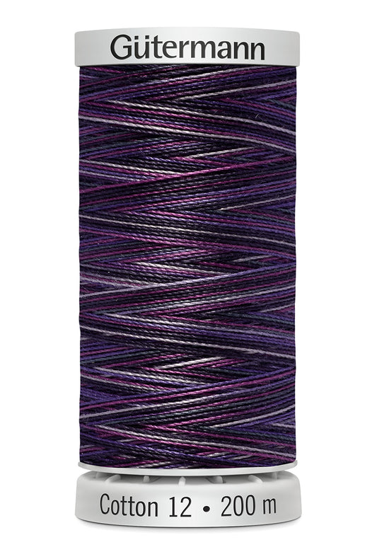 Gütermann SULKY Cotton 12, 200 m, farve 4033 – Mørk lilla multicolor