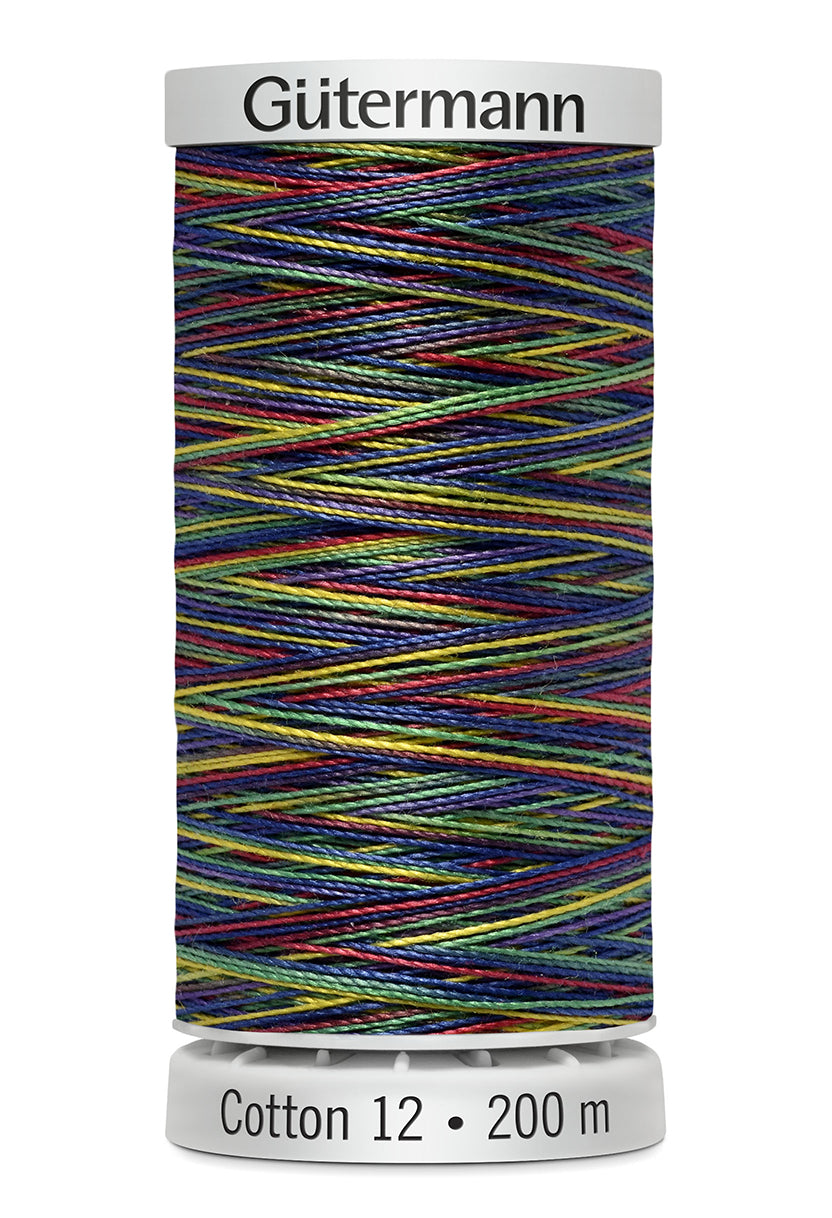 Gütermann SULKY Cotton 12, 200 m, farve 4106 – Regnbue multicolor