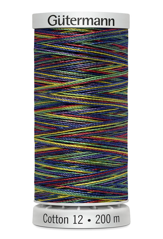 Gütermann SULKY Cotton 12, 200 m, farve 4106 – Regnbue multicolor
