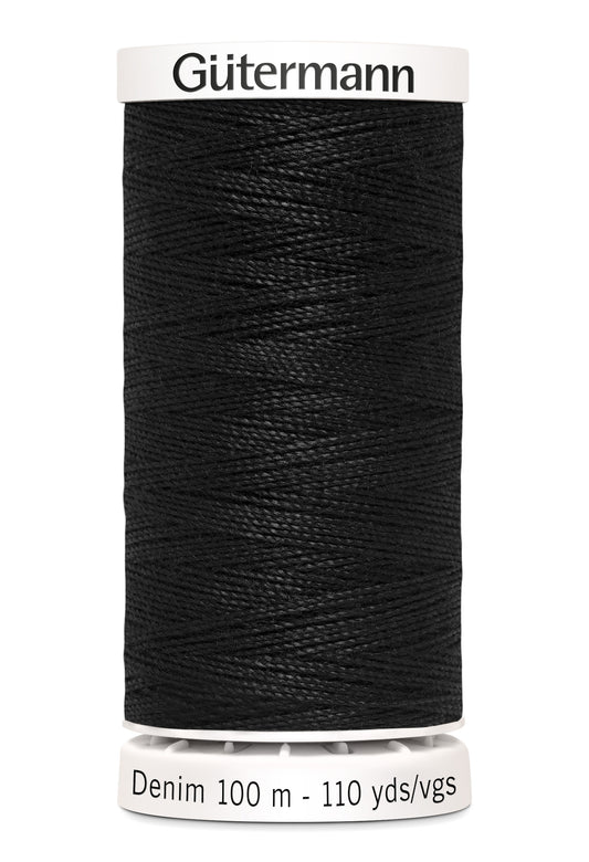 Gütermann Denim, 100 m, farve 1000 – Sort
