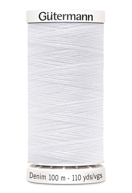 Gütermann Denim, 100 m, farve 1005 – Hvid
