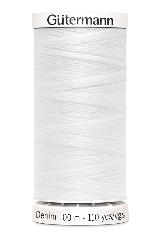 Gütermann Denim, 100 m, farve 1016 – Råhvid
